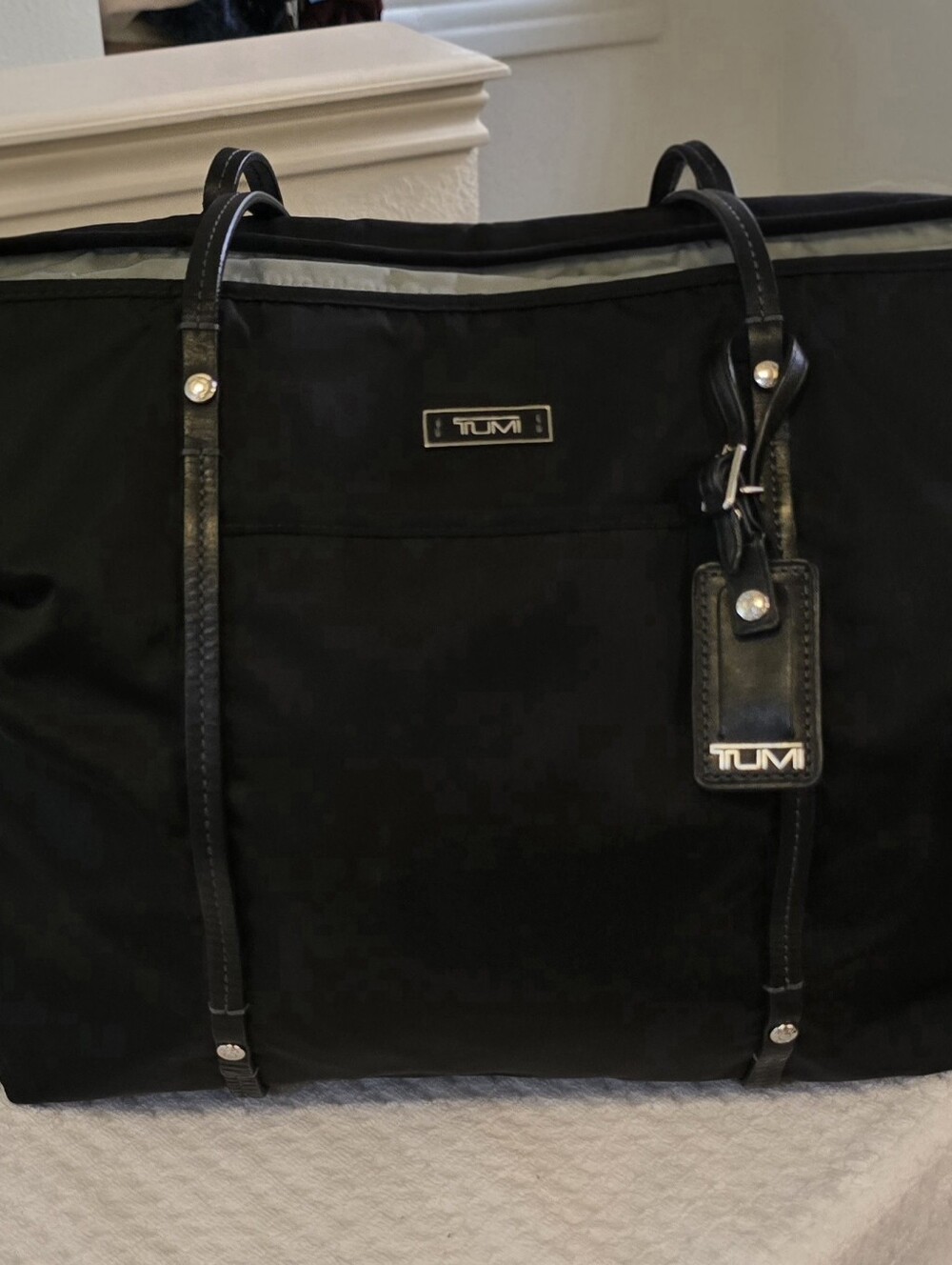 Tumi Black Nylon Duffel with Black Leather Trim